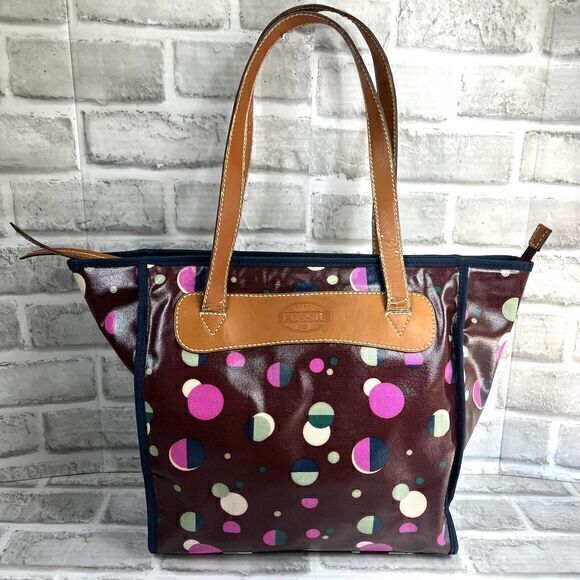 Fossil Handbags - Fossil KeyPer Total Eclipse  Purple Coated  PVC Tote Bag Purse